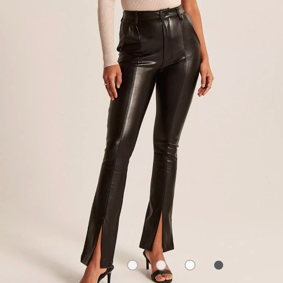 Abercrombie & Fitch Pants - Abercrombie & Fitch faux leather pants with split front in black